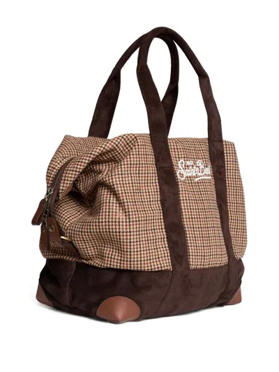 Mc2 Saint Barth Houndstooth-pattern Duffle Bag In Brown