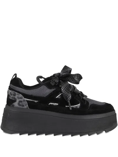 Ash Platform Sneakers With Suede Inserts In Black