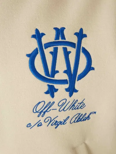 Off-white Ivory Bomber Jacket With Denim Sleeves In Multi