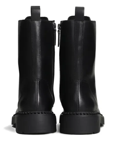 Ash Misty Combat Boots In Black Leather In Black