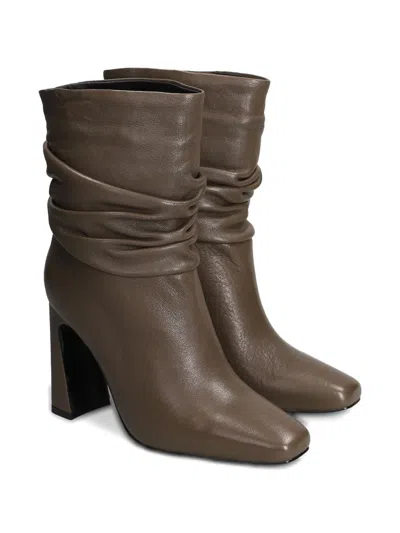 Gold & Rouge Jelly High Heels Ankle Boots In Brown