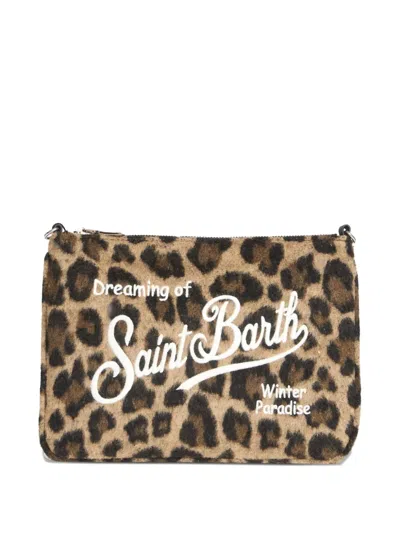 Mc2 Saint Barth Aline Leopard-print Clutch Bag In Brown