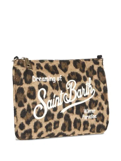 Mc2 Saint Barth Aline Leopard-print Clutch Bag In Brown