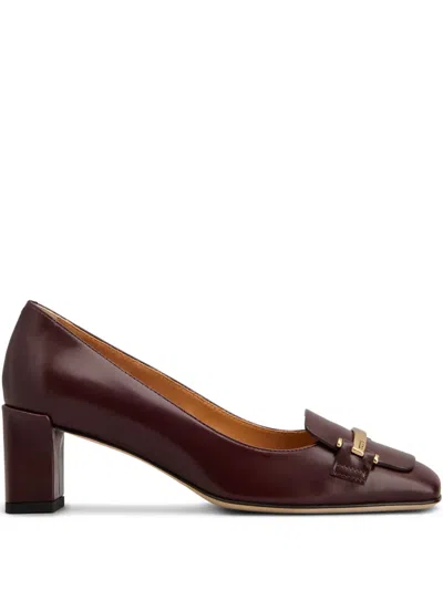 Tod's 55mm Block-heel Leather Pumps In Burgundy