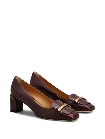 Tod's 55mm Block-heel Leather Pumps In Burgundy