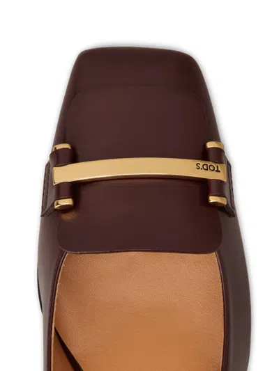 Tod's 55mm Block-heel Leather Pumps In Burgundy