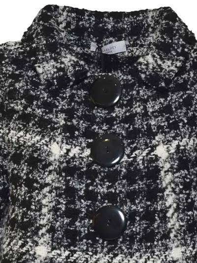 Charlott Houndstooth Pattern Jacket With Structured Collar And Flared Sleeves In Black