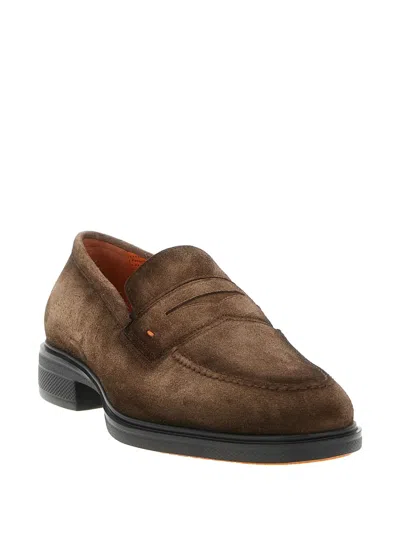 Santoni Easy Penny Loafer In Brown