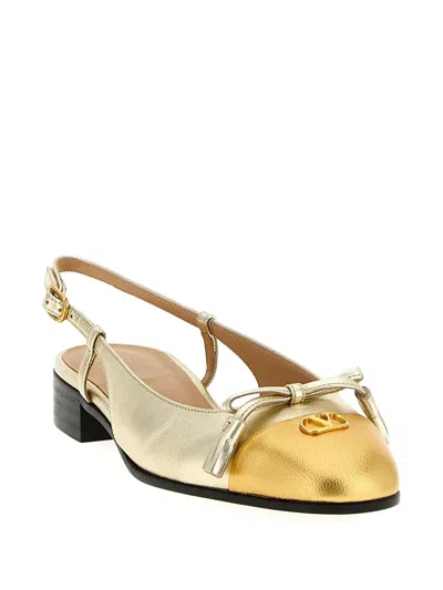 Valentino Garavani Valet Du Roi Vlogo Metallic Leather Slingback Ballerina Flats In Multi