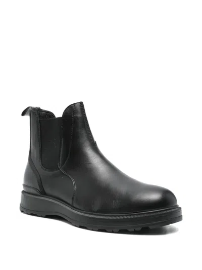 Woolrich Leather Boots With Elastic Sides In Black