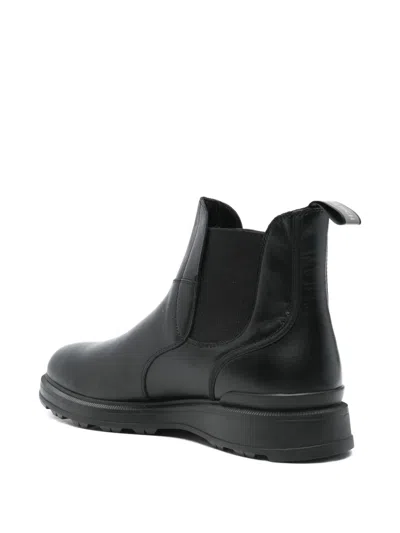 Woolrich Leather Boots With Elastic Sides In Black
