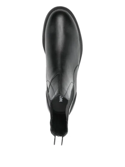 Woolrich Leather Boots With Elastic Sides In Black