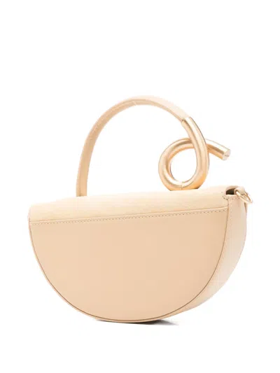 Cult Gaia Azariah Coil Leather Top-handle Bag In Neutral
