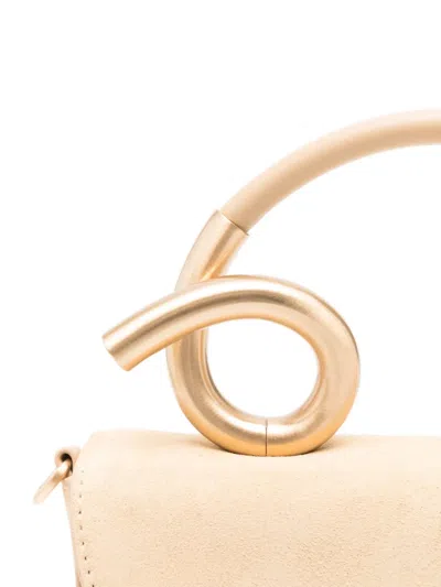 Cult Gaia Azariah Coil Leather Top-handle Bag In Neutral