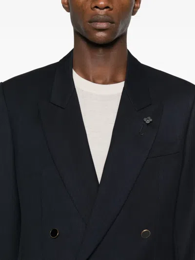 Lardini Double-breasted Jacket In Blue