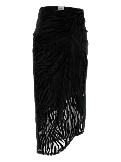 Isabel Marant Asymmetric Midi Skirt Animal Print In Black