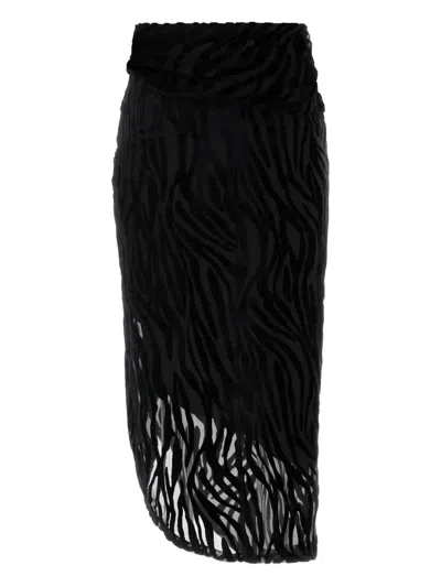 Isabel Marant Asymmetric Midi Skirt Animal Print In Black