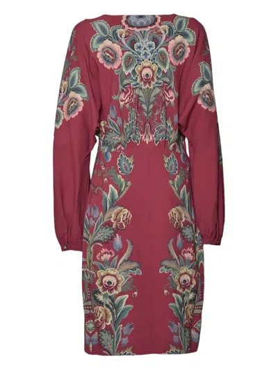 Etro V-neck Floral Dress In Multi