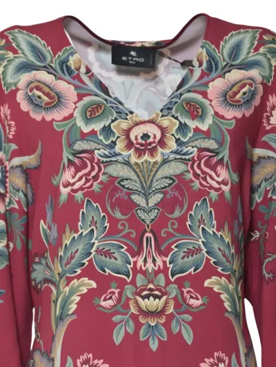 Etro V-neck Floral Dress In Multi