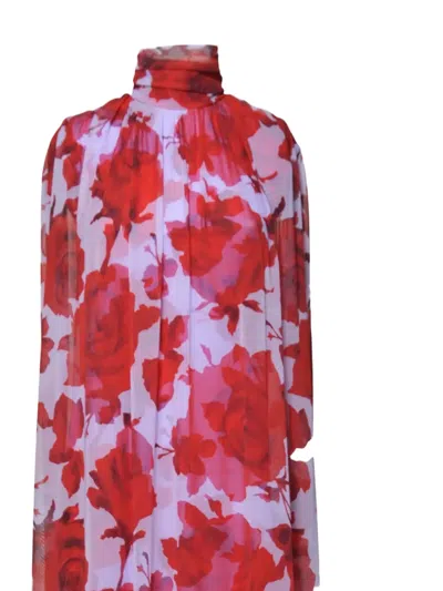 花卉高领连衣裙