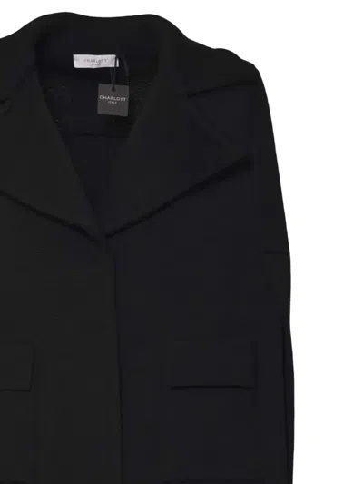 Charlott Tailored Black Wool Jacket With Structured Collar And Flap Pockets In Black