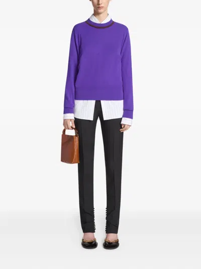 Dries Van Noten Round-neck Cashmere Sweater In Purple