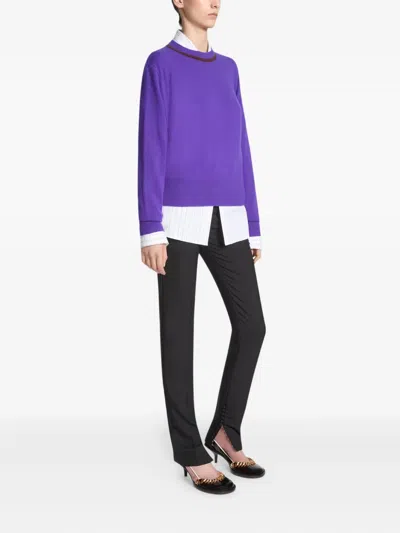 Dries Van Noten Round-neck Cashmere Sweater In Purple