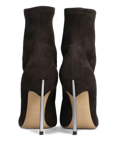 Casadei Blade Stretch High Heels Ankle Boots In Brown Suede In Brown