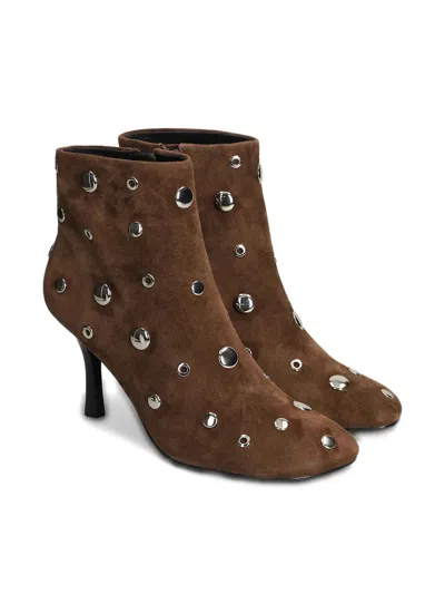 Lola Cruz High Heels Ankle Boots In Brown Suede In Brown