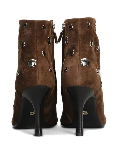 Lola Cruz High Heels Ankle Boots In Brown Suede In Brown
