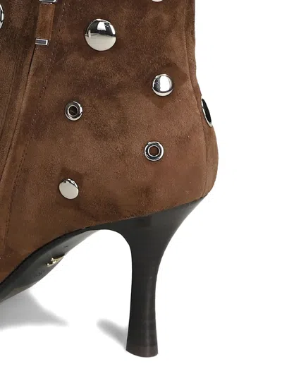 Lola Cruz High Heels Ankle Boots In Brown Suede In Brown