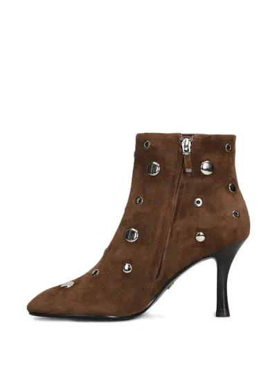 Lola Cruz High Heels Ankle Boots In Brown Suede In Brown