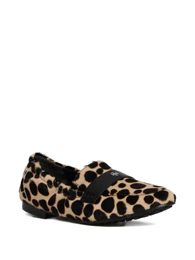 Tory Burch Leopard Slip On Loafers In Neutral