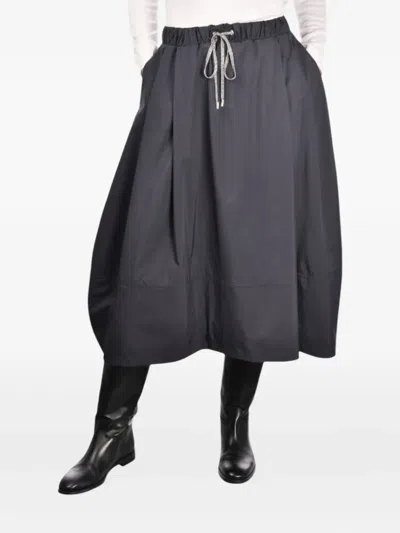 Gran Sasso Drawstring Pleated Midi Skirt In Gray