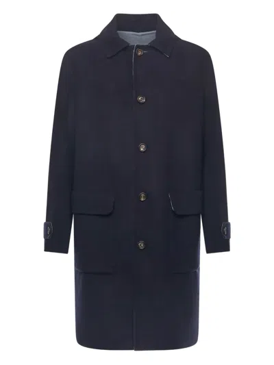 Eleventy Reversible Coat With Back Vent Detail In Blue