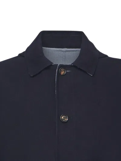 Eleventy Reversible Coat With Back Vent Detail In Blue