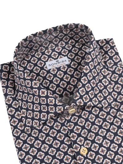 Sonrisa Button-down Classic White Shirt In Blue
