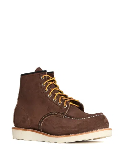 Red Wing Shoes Suede Ankle Lace-up Shoes With Round Toe In Brown