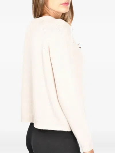 Gran Sasso White Wool Crew Neck Sweater In White