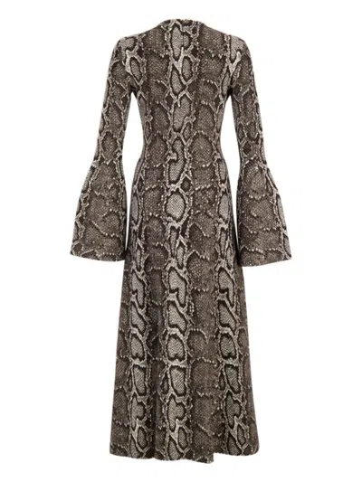 Gabriela Hearst Snake-effect Jacquard-knit Cashmere And Silk Blend Maxi Dress In Gray