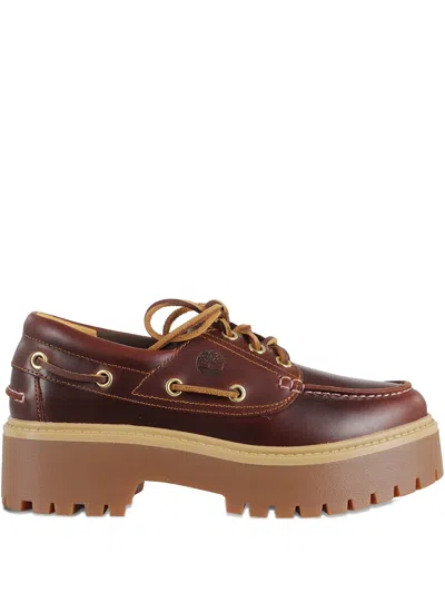 Timberland Stone Street Leather Platform Loafers In Brown