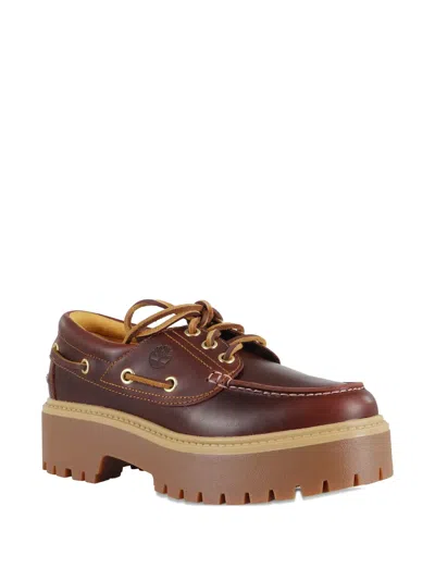 Timberland Stone Street Leather Platform Loafers In Brown
