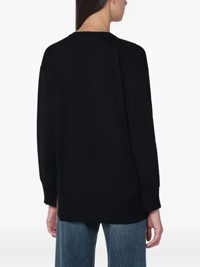 Roberto Collina Wool V-neck Sweater Long Sleeves In Black