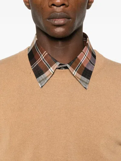 Paul Smith Crew-neck Cashmere Sweater In Brown