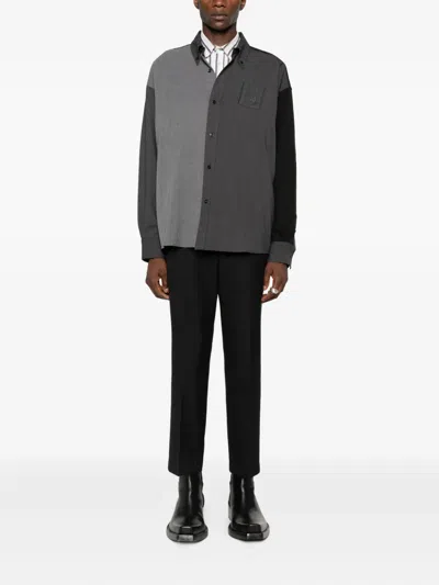 Federico Cina Patchwork Shirt In Gray
