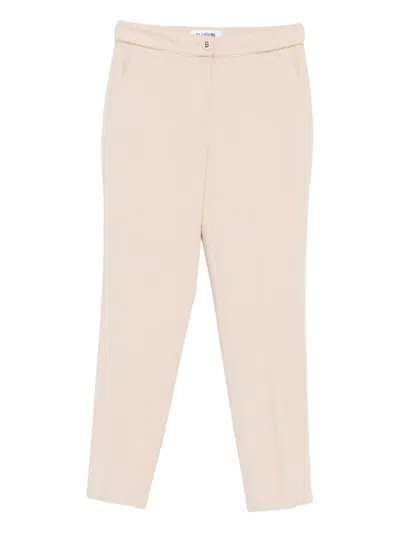 Blugirl Tailored Beige Pants With Decorative Button In Pink