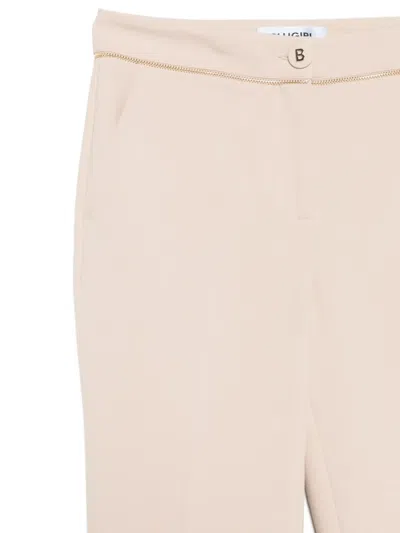 Blugirl Tailored Beige Pants With Decorative Button In Pink