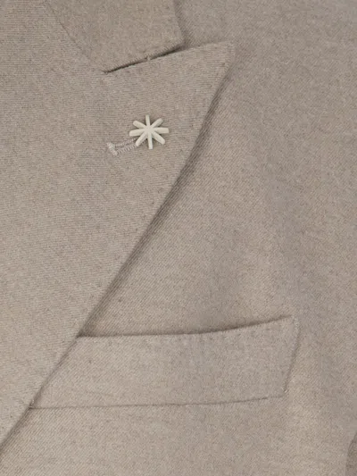 Manuel Ritz Double-breasted Button Blazer In Brown