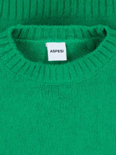 Aspesi "classic" Round Neck Sweater In Green
