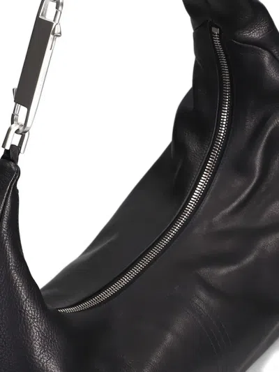 Rick Owens Shoulder Bag With Metal Hardware And Textured Finish In Black